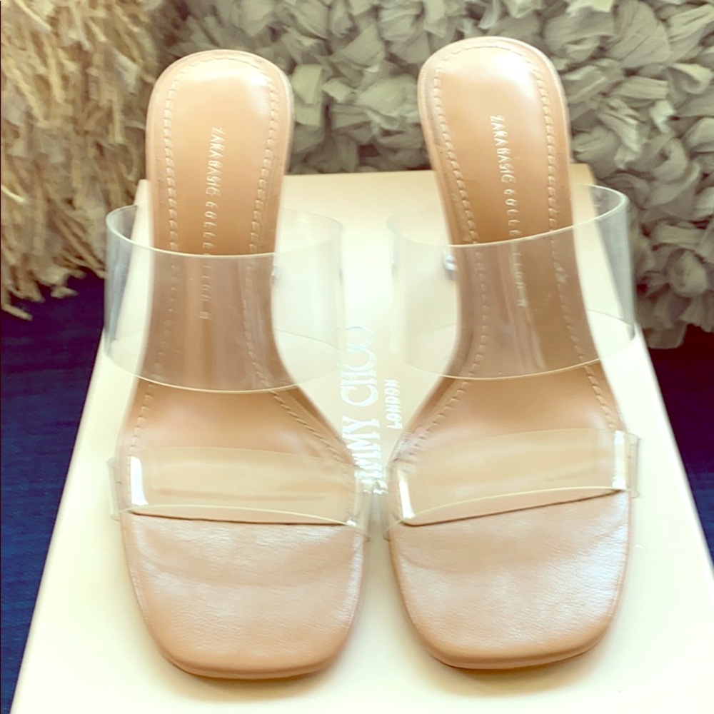 Preowned Zara Clear Nude Vinyl Sandals sz 38 7.5 8